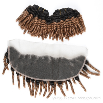 Unprocessed Raw 10A 1b/27# Ombre Kinky Hair, Human Hair Bundle with Closure, Mink Virgin Brazilian Hair